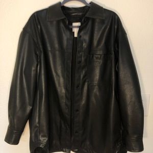 Faux Leather Buttoned Jacket